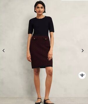 Hobbs London Perrie Black Rhubarb H Monogram Jacquard Knit Dress NWT 10